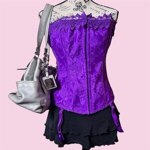Frederick's of Hollywood Vibrant Purple Lace Tank Top